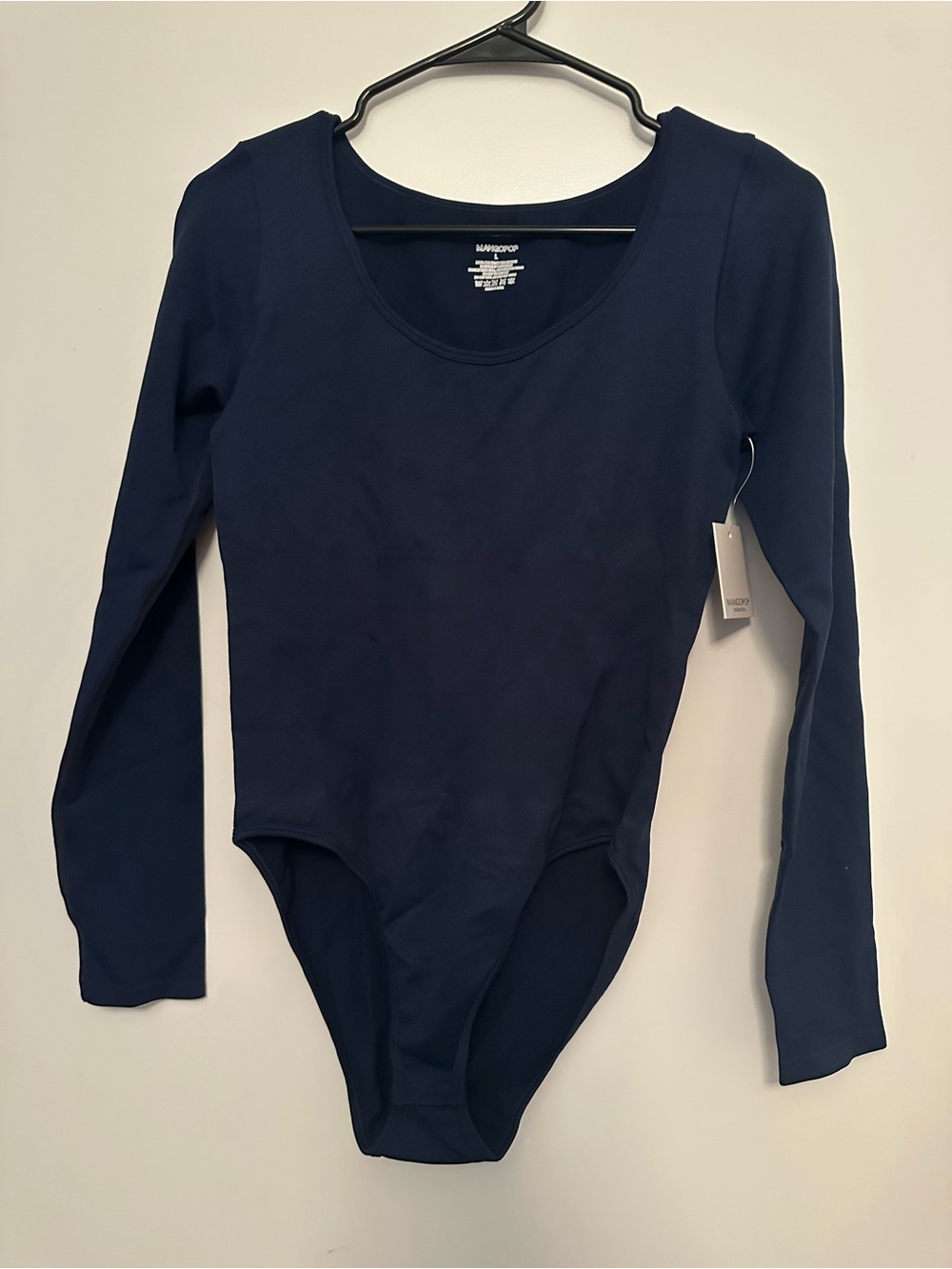 Mangopop Navy Long Sleeve Scoop Neck Bodysuit